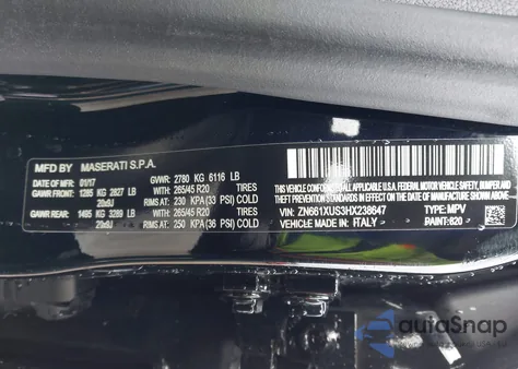 2017 Maserati Levante z USA, uszkodzony, nr VIN ZN661XUS3HX238647